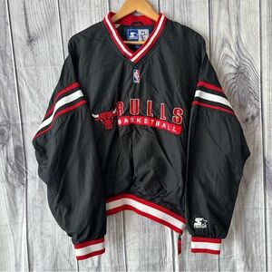 Vintage Starter Chicago Bulls Jacket Youth XL Pullover Side Zip Windbreaker